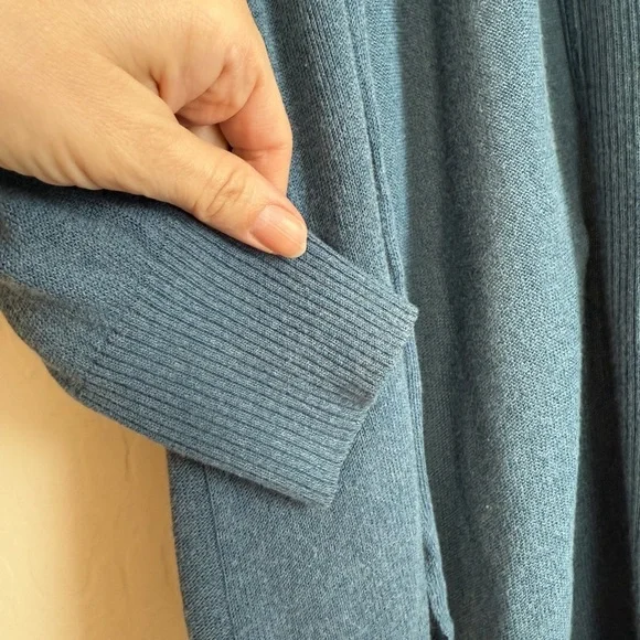 Anthropologie Blue Open Front Lightweight Cardigan Duster Long Sweater Medium - Picture 4 of 9
